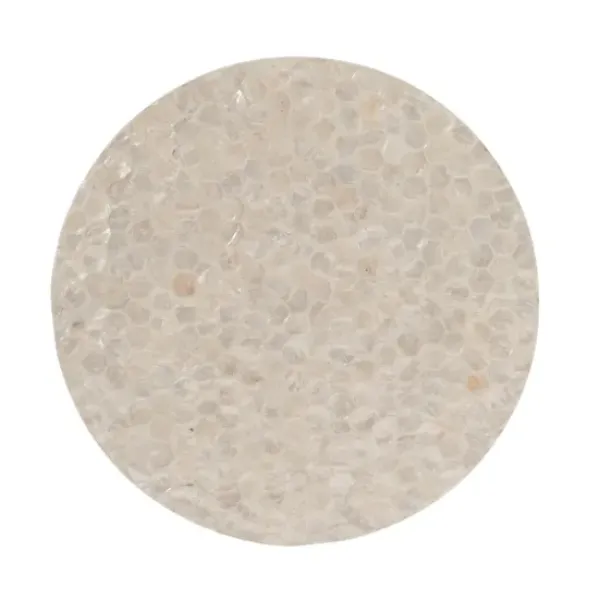 Accent & End Tables-Kirkland's Home Gold Geometric Mosaic Capiz And Metal C-Table