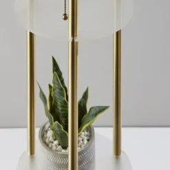 Floor Lamps-Kirkland's Home Gold Globe 3-Light Shelf Floor Lamp Gold/White