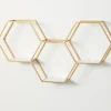 Shelves-Kirkland's Home Gold Hexagonal Metal Frame White Wall Shelf