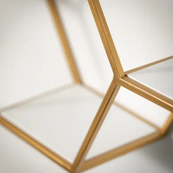 Shelves-Kirkland's Home Gold Hexagonal Metal Frame White Wall Shelf