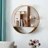Shelves-Kirkland's Home Gold Industrial Circular Metal Shelf Brown