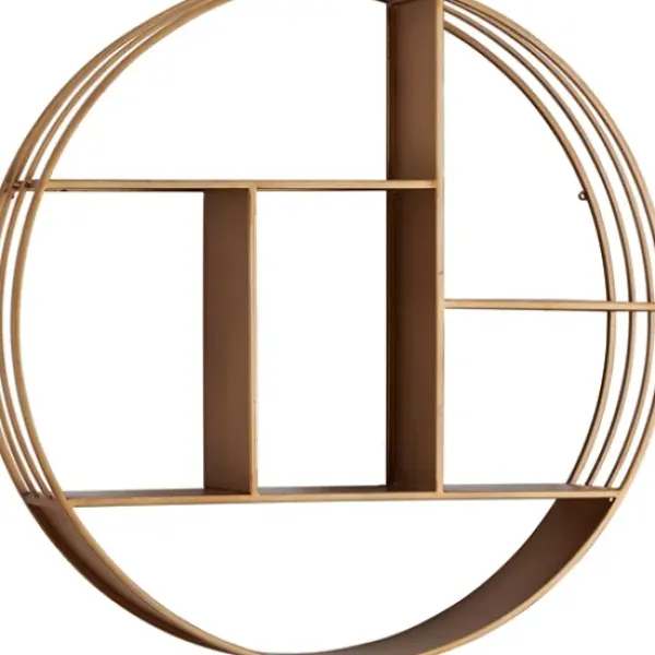 Shelves-Kirkland's Home Gold Industrial Circular Metal Shelf Brown