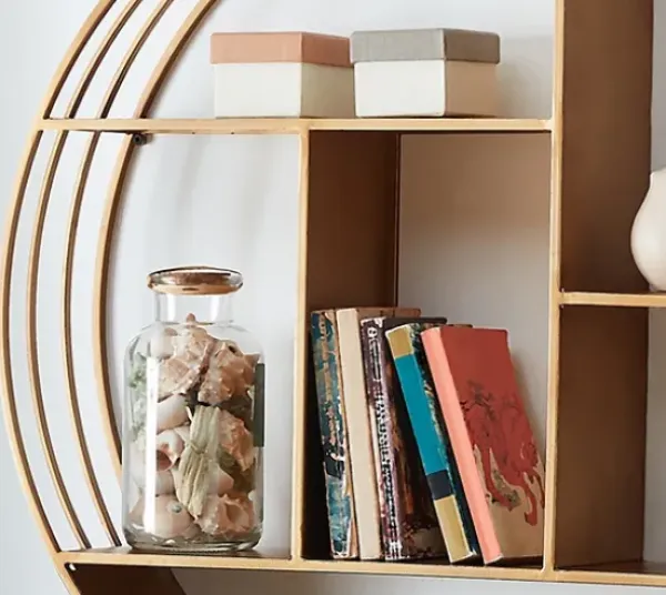 Shelves-Kirkland's Home Gold Industrial Circular Metal Shelf Brown