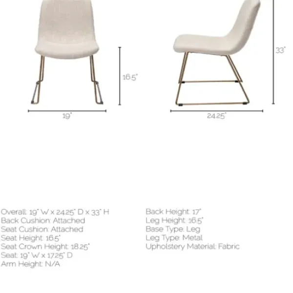 Dining Chairs-Kirkland's Home Gold Iron And Fabric Dining Chairs, Set Of 2 Ivory