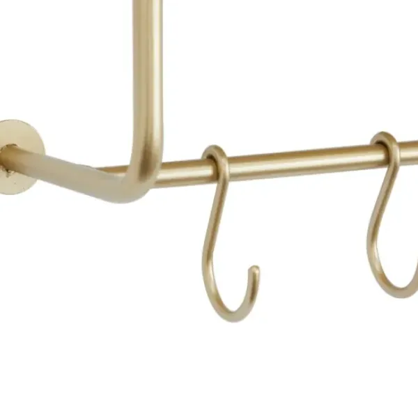Wall Storage-Kirkland's Home Gold Iron Frame Wall Shelf With Hooks