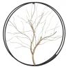 Wall Plaques-Kirkland's Home Gold Iron Leaf-Less Tree Round Frame Wall Plaque Black