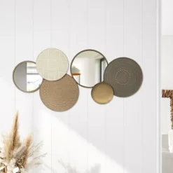 Wall Plaques-Kirkland's Home Gold Layered Plates With Mirrors Wall Plaque Gold/Gray