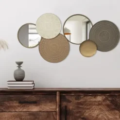 Wall Plaques-Kirkland's Home Gold Layered Plates With Mirrors Wall Plaque Gold/Gray