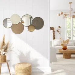 Wall Plaques-Kirkland's Home Gold Layered Plates With Mirrors Wall Plaque Gold/Gray