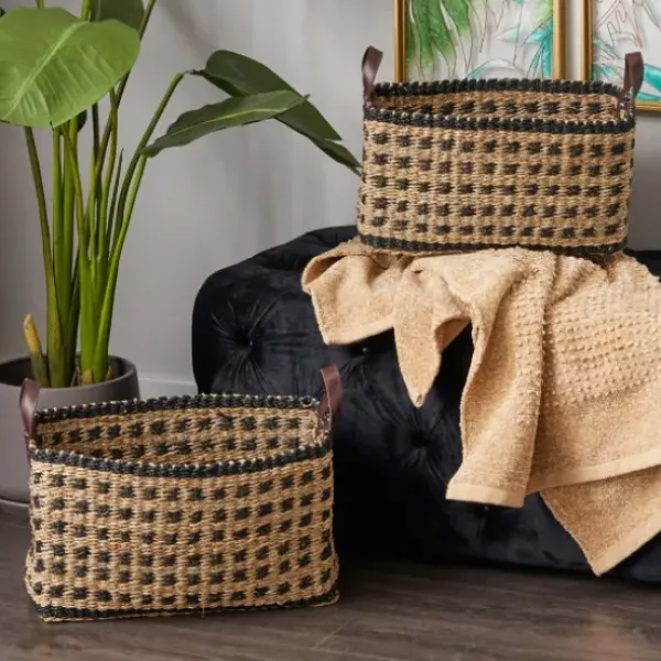 Baskets & Boxes-Kirkland's Home Gold Leather Hide Rustic 2-Pc. Box Set Gold/White