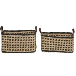 Baskets & Boxes-Kirkland's Home Gold Leather Hide Rustic 2-Pc. Box Set Gold/White