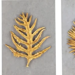 Wall Plaques-Kirkland's Home Gold Leaves Cement Wall Plaques, Set Of 4 Gold/Gray