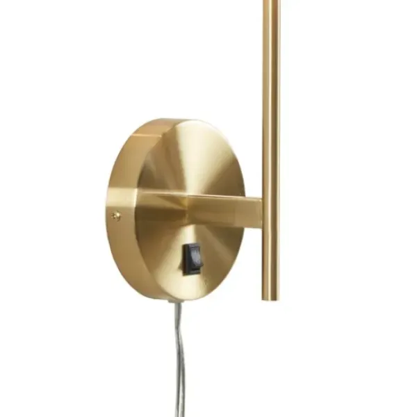 Sconces-Kirkland's Home Gold Metal & White Shade Wall Sconces, Set Of 2