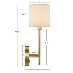 Sconces-Kirkland's Home Gold Metal & White Shade Wall Sconces, Set Of 2