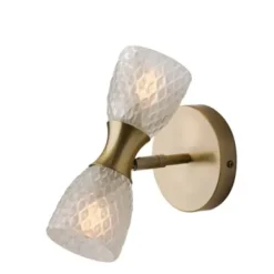 Sconces-Kirkland's Home Gold Metal And Dual Glass Shade Sconce