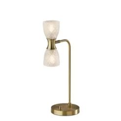 Table Lamps-Kirkland's Home Gold Metal And Dual Glass Shade Table Lamp White