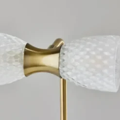 Table Lamps-Kirkland's Home Gold Metal And Dual Glass Shade Table Lamp White