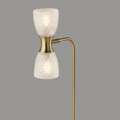Table Lamps-Kirkland's Home Gold Metal And Dual Glass Shade Table Lamp White