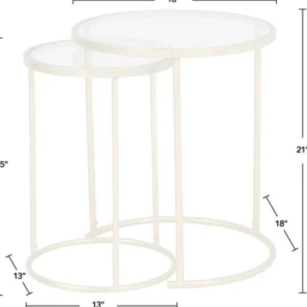 Accent & End Tables-Kirkland's Home Gold Metal And Glass Nesting 2-Pc Accent Table Set