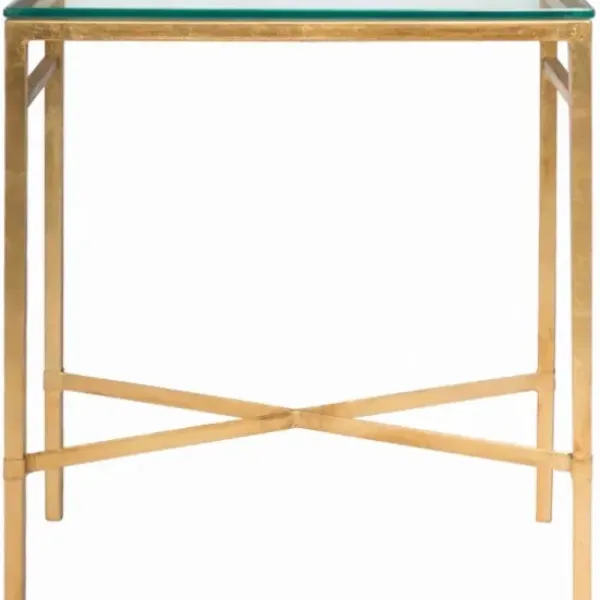 Accent & End Tables-Kirkland's Home Gold Metal And Glass Side Table Gold/Clear