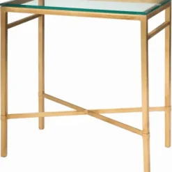 Accent & End Tables-Kirkland's Home Gold Metal And Glass Side Table Gold/Clear