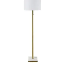 Floor Lamps-Kirkland's Home Gold Metal And Marble Base Floor Lamp White