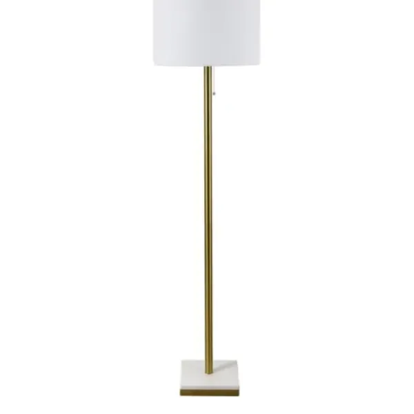Floor Lamps-Kirkland's Home Gold Metal And Marble Base Floor Lamp White