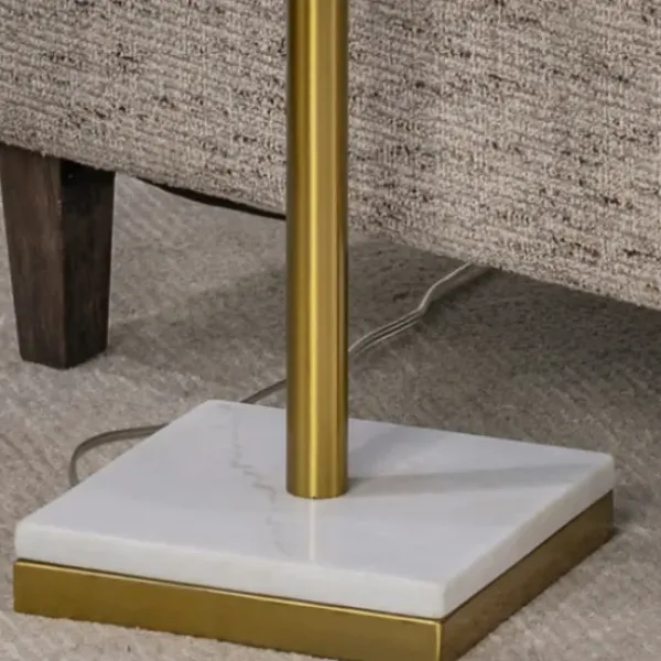 Floor Lamps-Kirkland's Home Gold Metal And Marble Base Floor Lamp White