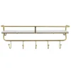 Hooks-Kirkland's Home Gold Metal And White Wood Wall Shelf With Hooks