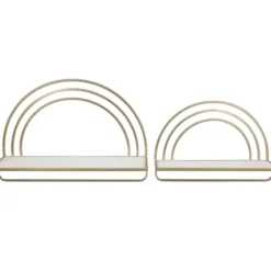 Shelves-Kirkland's Home Gold Metal Arched Frame Wall Shelves, Set Of 2