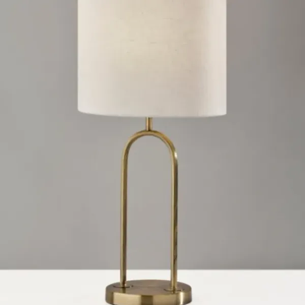 Table Lamps-Kirkland's Home Gold Metal Arched Table Lamp Ivory