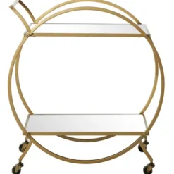 Kitchen Islands & Bar Carts-Kirkland's Home Gold Metal Circular Bar Cart