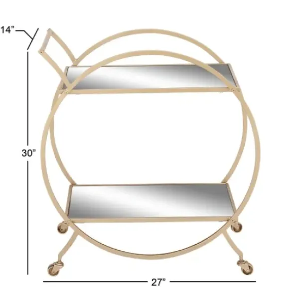 Kitchen Islands & Bar Carts-Kirkland's Home Gold Metal Circular Bar Cart