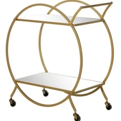 Kitchen Islands & Bar Carts-Kirkland's Home Gold Metal Circular Bar Cart