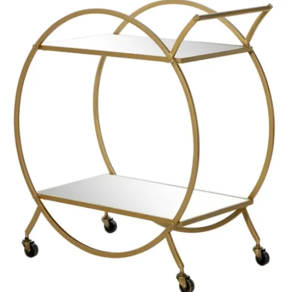 Kitchen Islands & Bar Carts-Kirkland's Home Gold Metal Circular Bar Cart