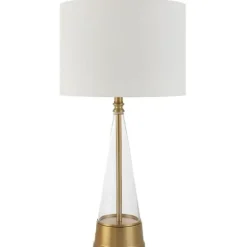 Table Lamps-Kirkland's Home Gold Metal Cone Base Table Lamp White