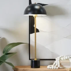 Table Lamps-Kirkland's Home Gold Metal Dome Shade Table Lamp Black