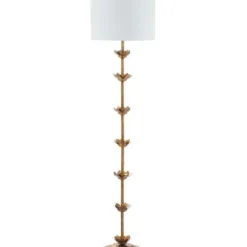 Floor Lamps-Kirkland's Home Gold Metal Floral Petals Floor Lamp White