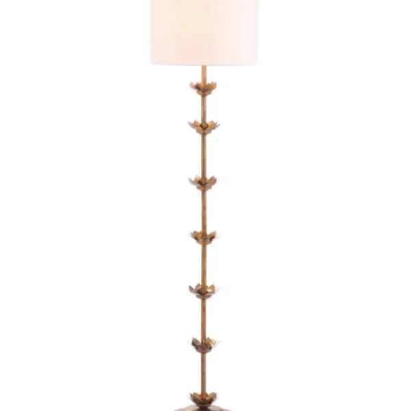 Floor Lamps-Kirkland's Home Gold Metal Floral Petals Floor Lamp White