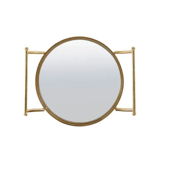 Kitchen Islands & Bar Carts-Kirkland's Home Gold Metal Frame Bar Cart With Mirrored Shelves