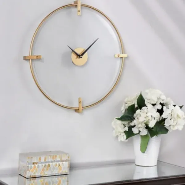 Clocks-Kirkland's Home Gold Metal Frame Glass Face Wall Clock