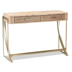Console Tables-Kirkland's Home Gold Metal Frame Two-Drawer Console Table
