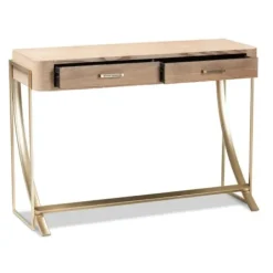 Console Tables-Kirkland's Home Gold Metal Frame Two-Drawer Console Table