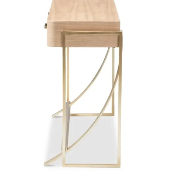 Console Tables-Kirkland's Home Gold Metal Frame Two-Drawer Console Table