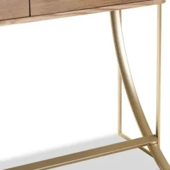 Console Tables-Kirkland's Home Gold Metal Frame Two-Drawer Console Table