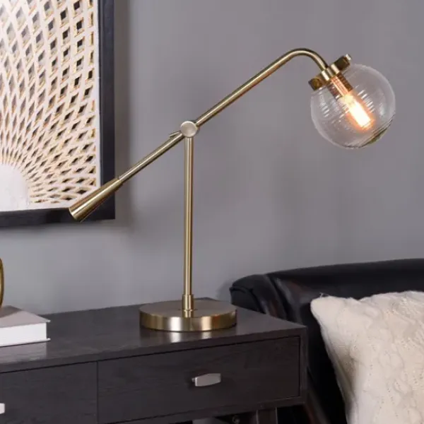Table Lamps-Kirkland's Home Gold Metal Glass Task Shade Table Lamp Clear