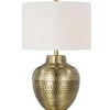 Table Lamps-Kirkland's Home Gold Metal Hammered Cream Shade Table Lamp White