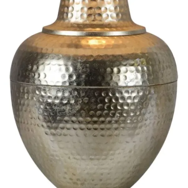 Table Lamps-Kirkland's Home Gold Metal Hammered Cream Shade Table Lamp White
