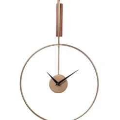Clocks-Kirkland's Home Gold Metal Open Back Clock With Wood Block