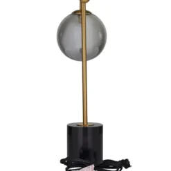 Table Lamps-Kirkland's Home Gold Metal Smoked Glass Shade Table Lamp Gray
